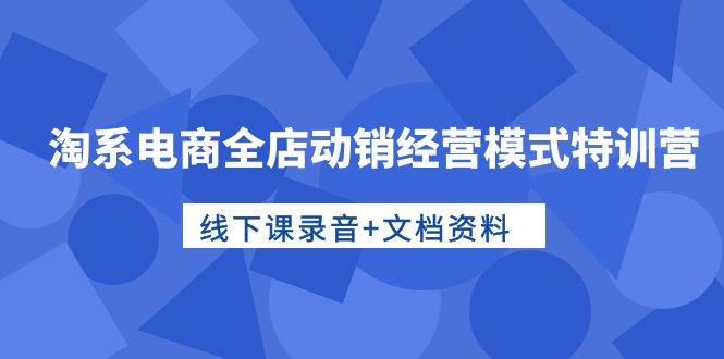 淘系电商全店动销经营模式特训营，线下课录音+文档资料网创吧-网创项目资源站-副业项目-创业项目-搞钱项目恒杨云站