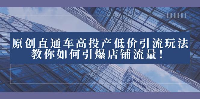2023直通车高投产低价引流玩法，教你如何引爆店铺流量！网创吧-网创项目资源站-副业项目-创业项目-搞钱项目恒杨云站