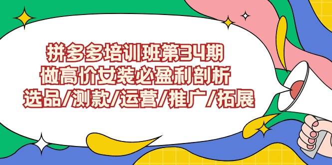 拼多多培训班第34期：做高价女装必盈利剖析  选品/测款/运营/推广/拓展网创吧-网创项目资源站-副业项目-创业项目-搞钱项目恒杨云站
