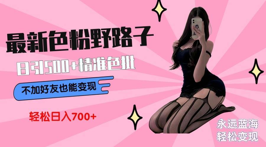 最新色粉变现野路子，日引500+老色批 可不加好友直接变现 小白轻松日入700+网创吧-网创项目资源站-副业项目-创业项目-搞钱项目恒杨云站