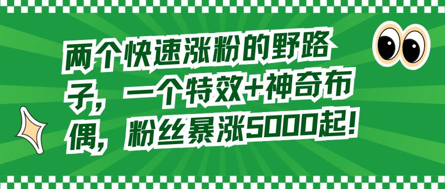 两个快速涨粉的野路子，一个特效+神奇布偶，粉丝暴涨5000起！网创吧-网创项目资源站-副业项目-创业项目-搞钱项目恒杨云站