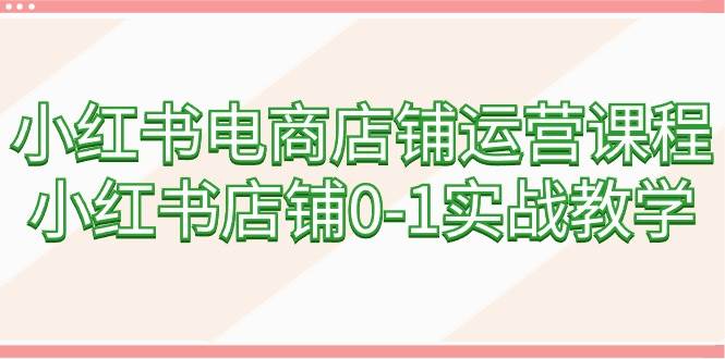 小红书电商店铺运营课程，小红书店铺0-1实战教学（60节课）网创吧-网创项目资源站-副业项目-创业项目-搞钱项目恒杨云站