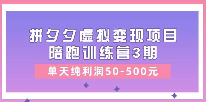 某收费培训《拼夕夕虚拟变现项目陪跑训练营3期》单天纯利润50-500元网创吧-网创项目资源站-副业项目-创业项目-搞钱项目恒杨云站