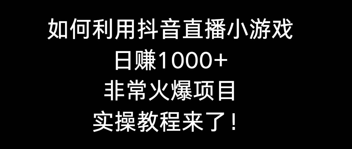 如何利用抖音直播小游戏日赚1000+，非常火爆项目，实操教程来了！网创吧-网创项目资源站-副业项目-创业项目-搞钱项目恒杨云站