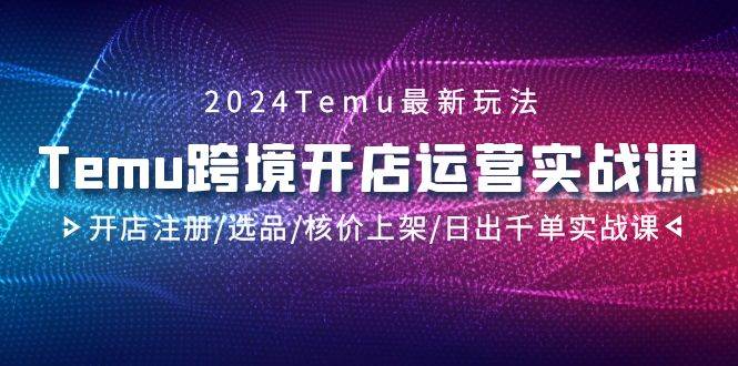 2024Temu跨境开店运营实战课，开店注册/选品/核价上架/日出千单实战课网创吧-网创项目资源站-副业项目-创业项目-搞钱项目恒杨云站