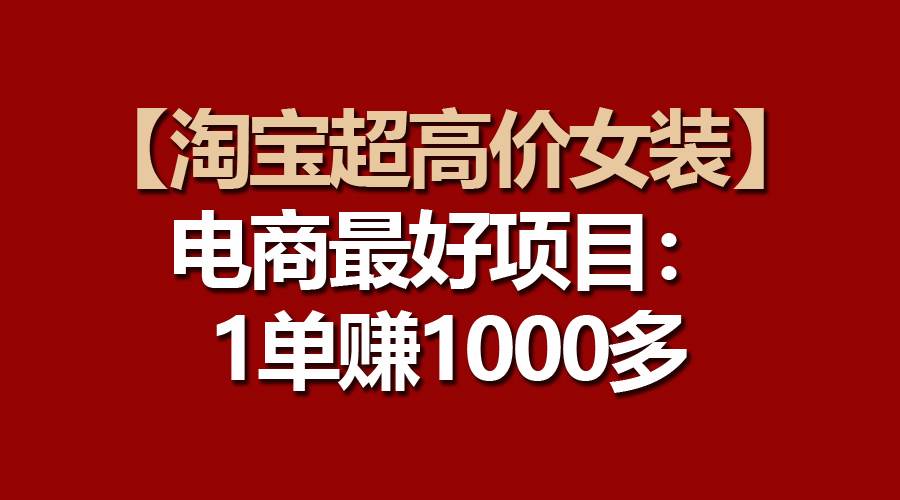 【淘宝超高价女装】电商最好项目：一单赚1000多网创吧-网创项目资源站-副业项目-创业项目-搞钱项目恒杨云站
