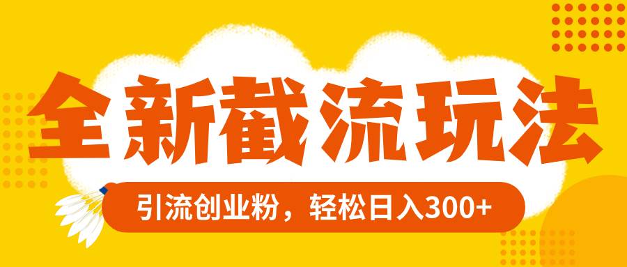 全新截流玩法，精准引流创业粉，轻松日入300+网创吧-网创项目资源站-副业项目-创业项目-搞钱项目恒杨云站