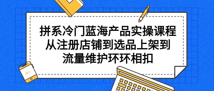 拼系冷门蓝海产品实操课程，从注册店铺到选品上架到流量维护环环相扣网创吧-网创项目资源站-副业项目-创业项目-搞钱项目恒杨云站