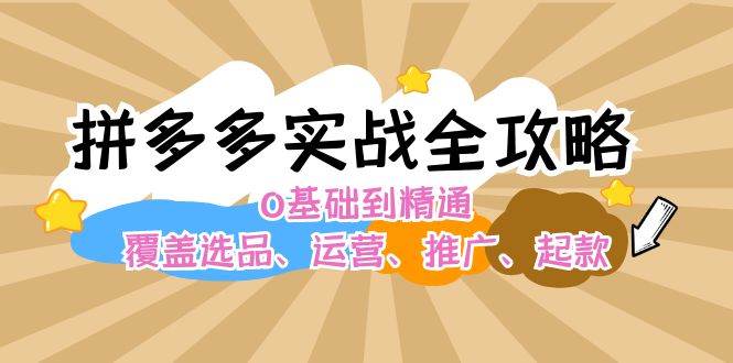 拼多多实战全攻略：0基础到精通，覆盖选品、运营、推广、起款网创吧-网创项目资源站-副业项目-创业项目-搞钱项目恒杨云站