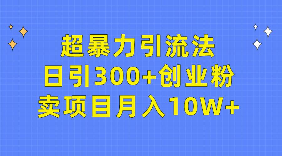 超暴力引流法，日引300+创业粉，卖项目月入10W+网创吧-网创项目资源站-副业项目-创业项目-搞钱项目恒杨云站