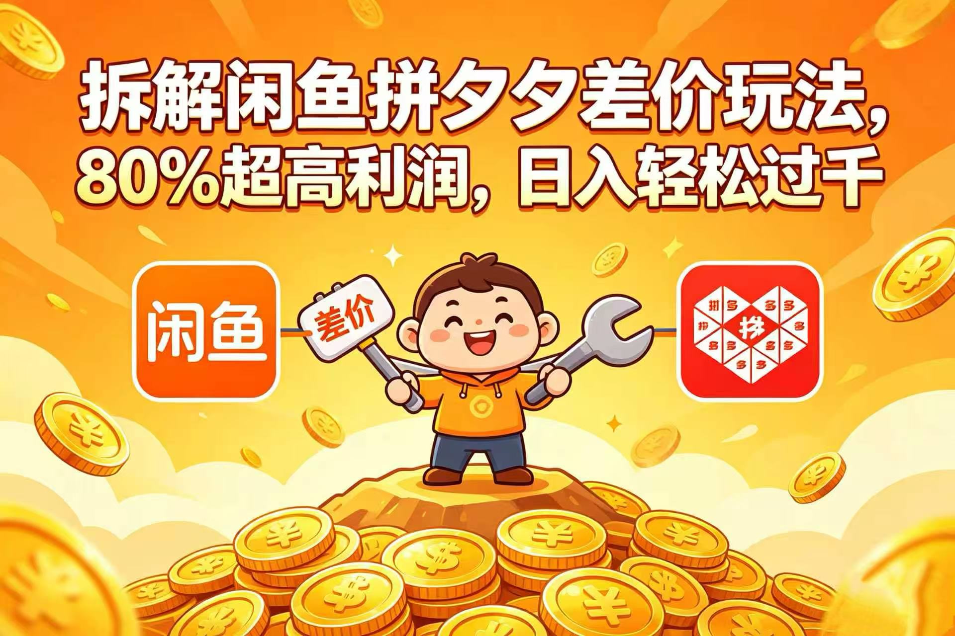拆解闲鱼拼夕夕差价玩法，80% 超高利润，日入轻松过千网创吧-网创项目资源站-副业项目-创业项目-搞钱项目恒杨云站